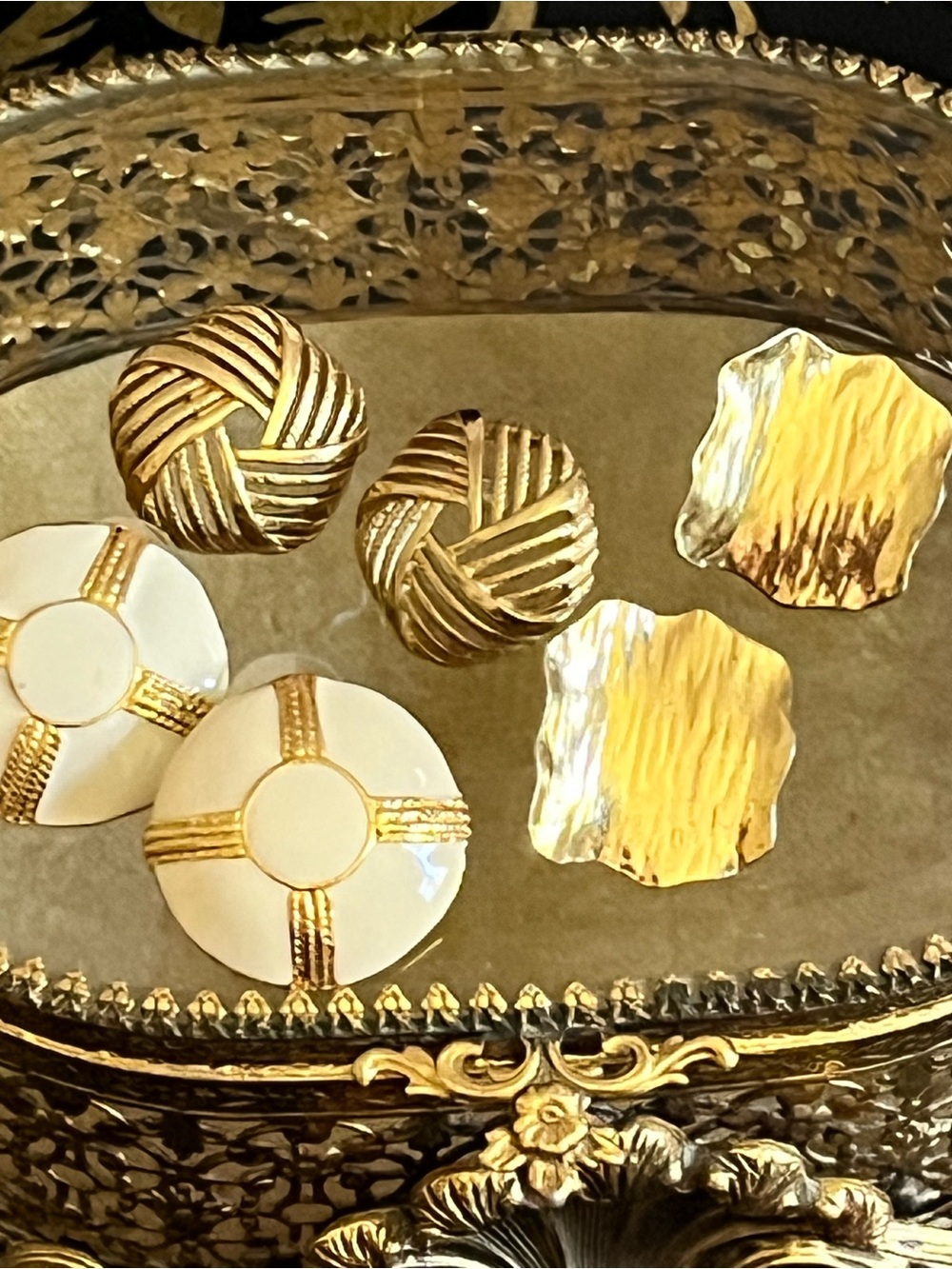 3 Vintage Sets of Gold Pierced Earrings 1990’s